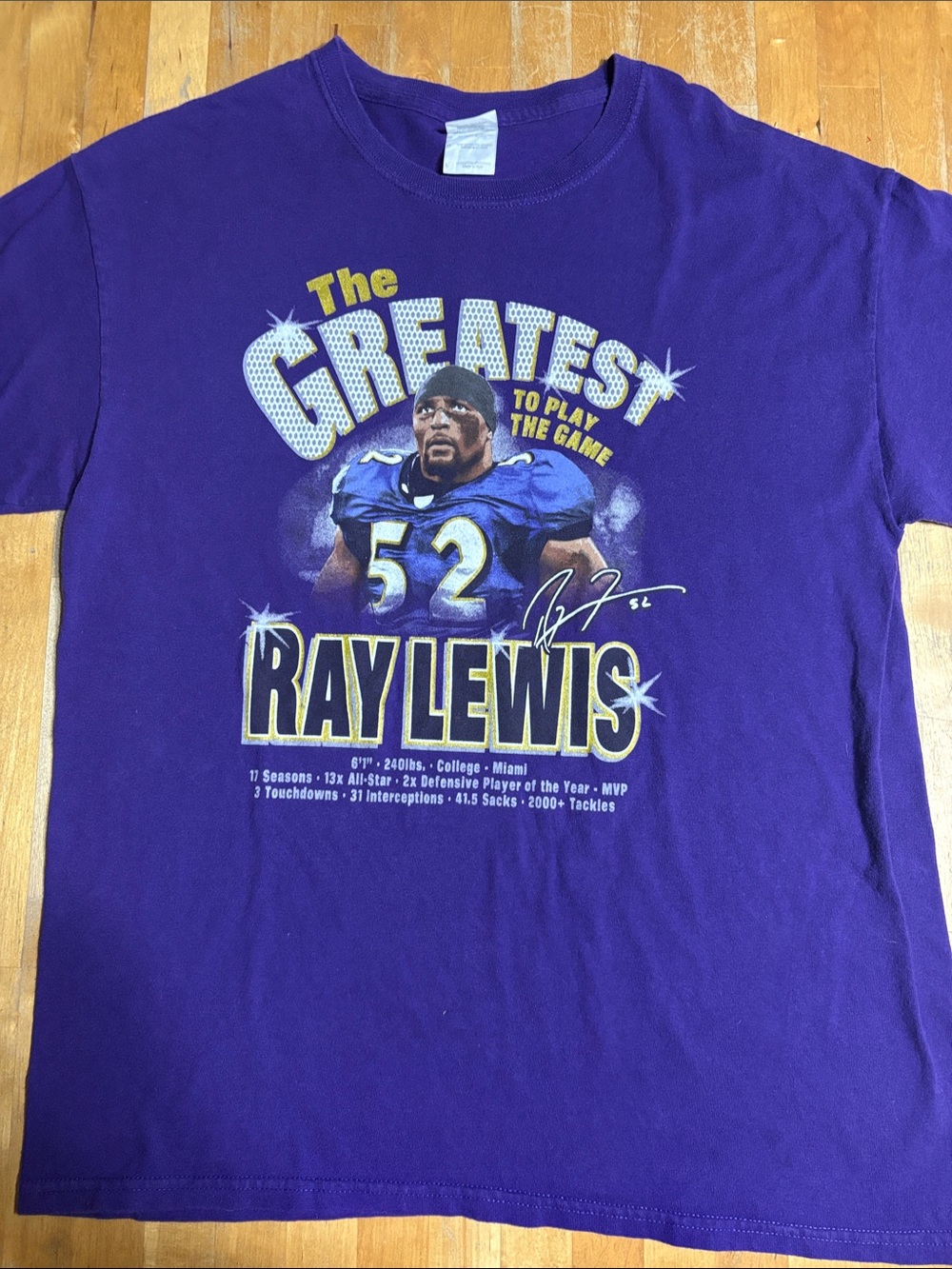 The Greatest to Play the Game Ray Lewis Purple Graphic Tee
